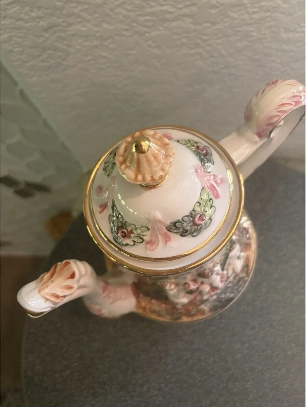 Vintage Capodimonte Italy Demitasse Cherub/Dragon Set Of 3 Tea Set